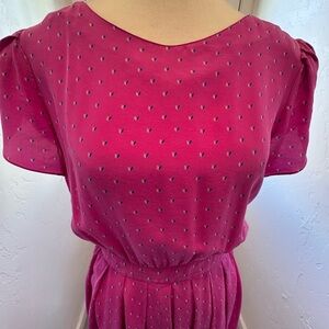 Vintage Maggy London Jeannene Booher 100% Silk Fuchsia Cottagecore Dress